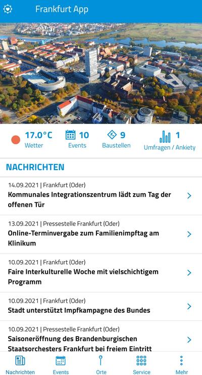 Bild vergrößern: Widgets und Umfragetool in der Frankfurt App verfügbar