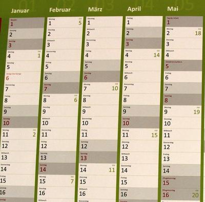 Bild vergrößern: Kalender Januar-Mai 2016