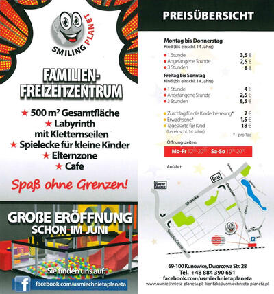 Bild vergr&ouml;&szlig;ern: Flyer_Indoorspielplatz_Kunowice_2016_07_08