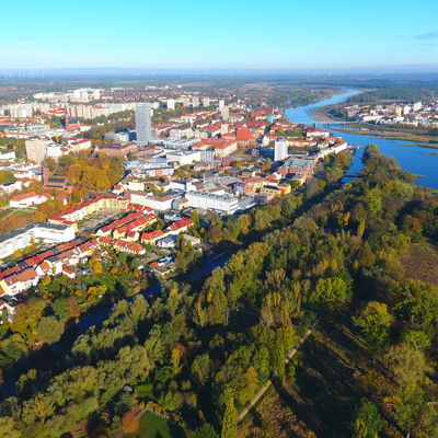 Bild vergrößern: Luftbild von Frankfurt (Oder) Insel Ziegenwerder Herbst 2019