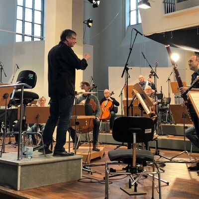 Aufnahmen für das digitale Osterkonzert des BSOF in der Frankfurter Konzerthalle