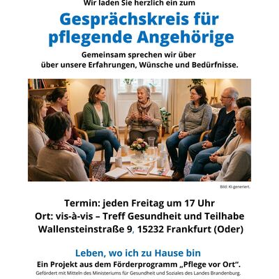 Flyer zum Gesprächskreis für pflegende Angehörige